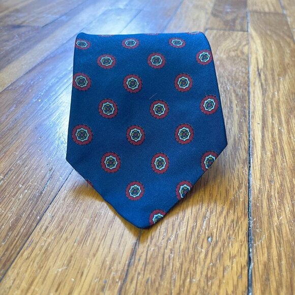 👔 Vintage Legget 100% Silk Blue Patterned Tie - Picture 1 of 6